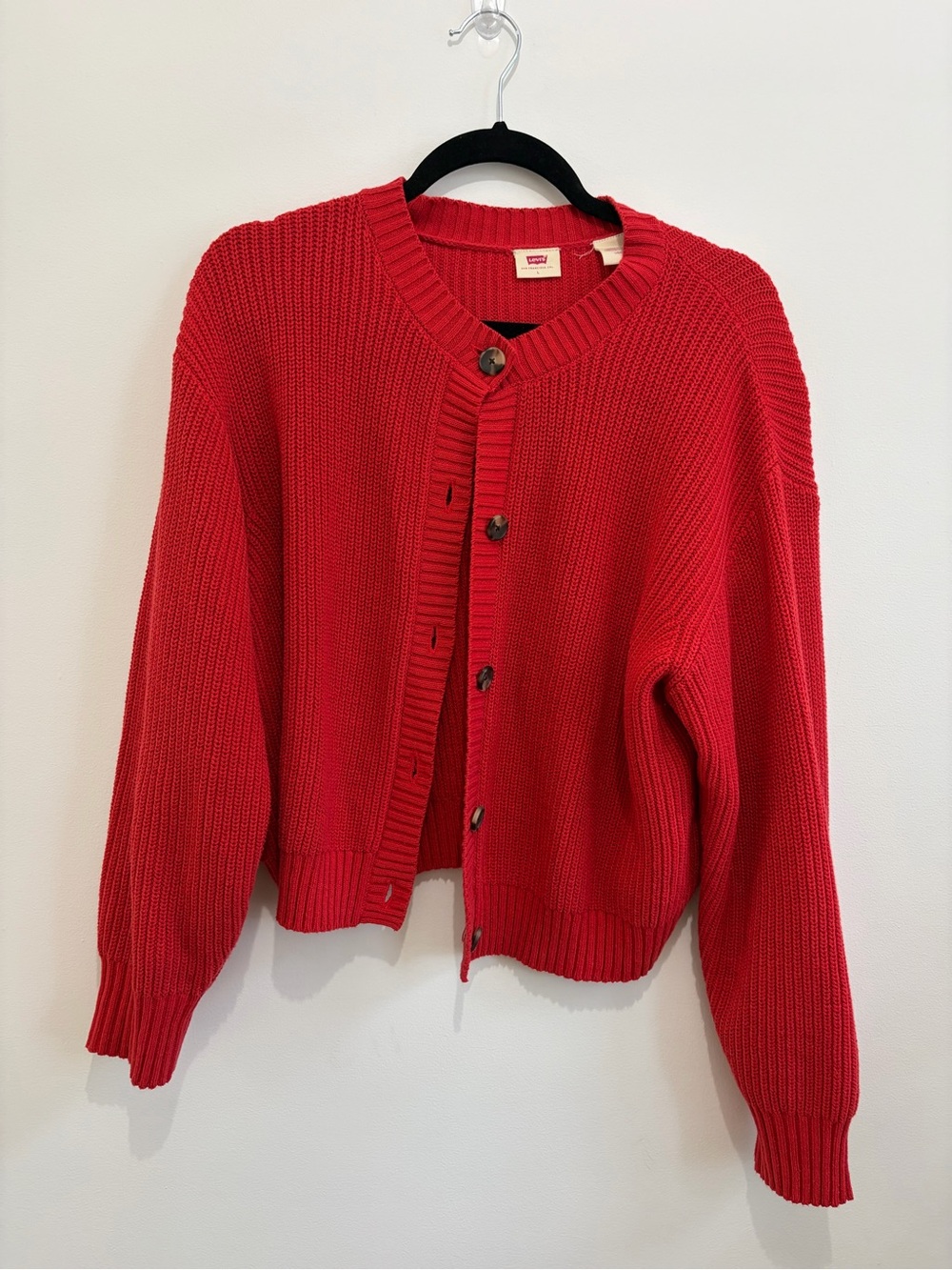 Levi’s red knit cardigan